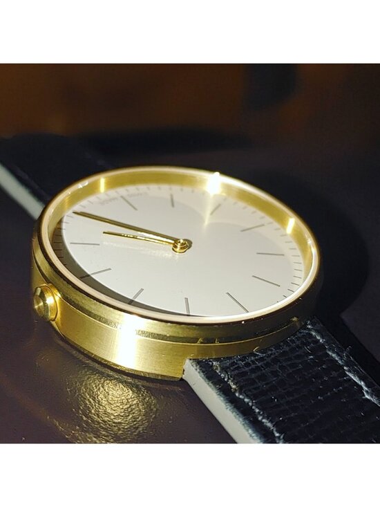 Uniform Wares Gold Watch Lugless Silhouette M35 Swiss Black Calf Leather Strap main image 6